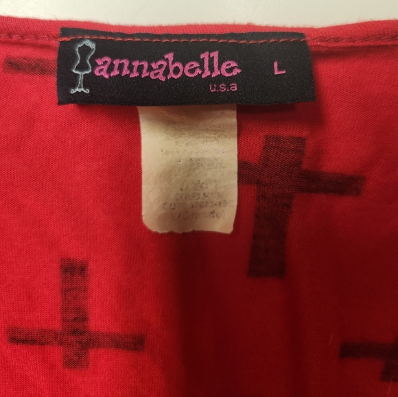 Annabelle Red and Black Cross Print Women's Tee - Picture 4 of 4